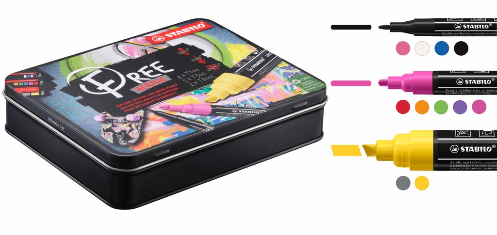 STABILO FREE Acrylic Starter Set Acrylmarker  - 11er Pack Produktbild 