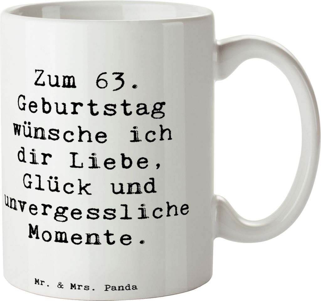Mr. & Mrs. Panda Tasse Spruch 63. Geburtstag Liebe Glück Momente - Weiß - Geschenk, Jubiläumsfeier, Becher, Kaffeebecher, Geburtstagsgeschenk, H...