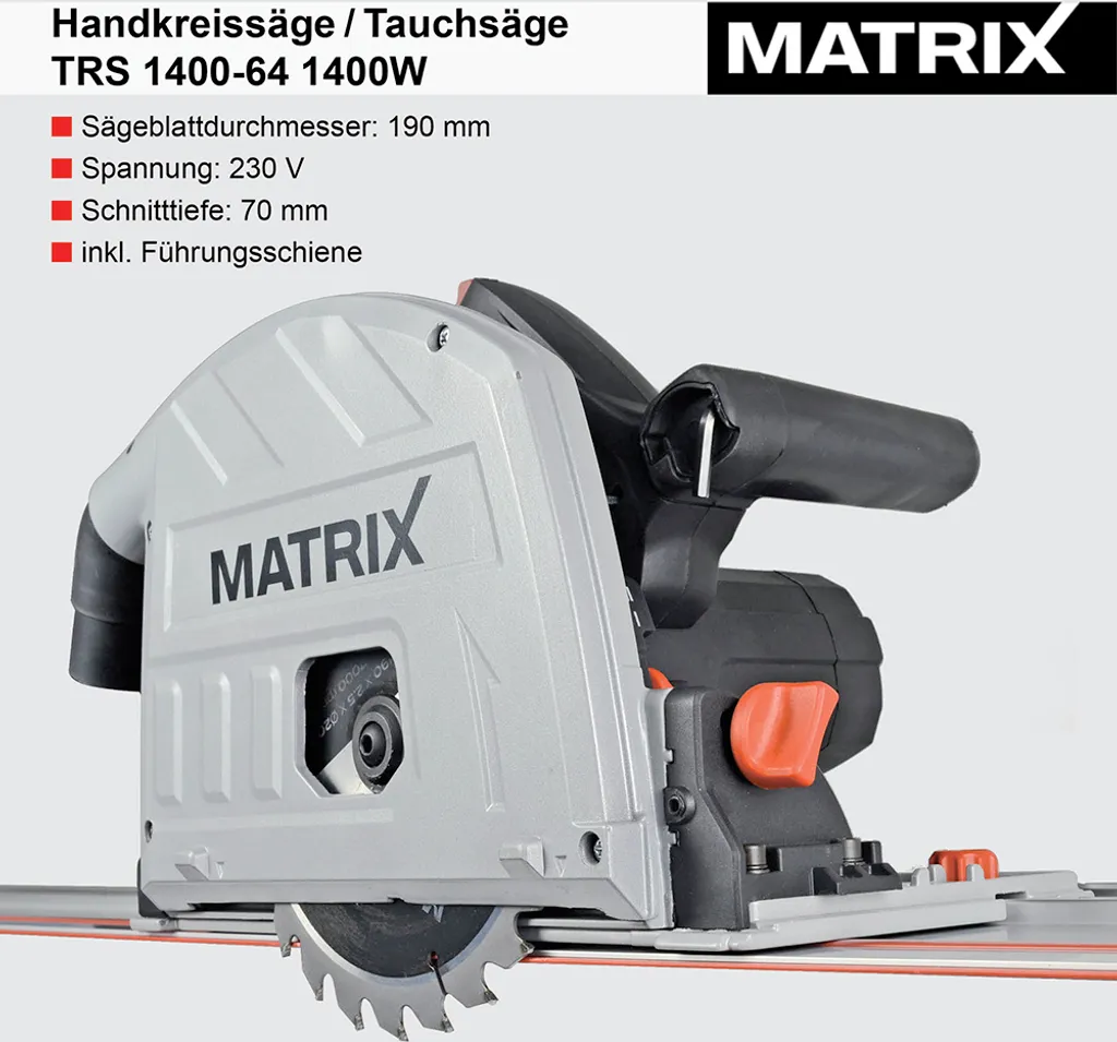 Scie Circulaire Matrix pour Travaux de Menuiserie 1400W Coupe de 70mm