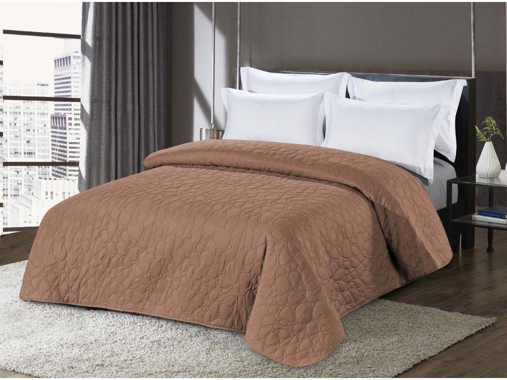 Hellbraune Tagesdecke STONE Größe: 200 x 220 cm Produktbild 