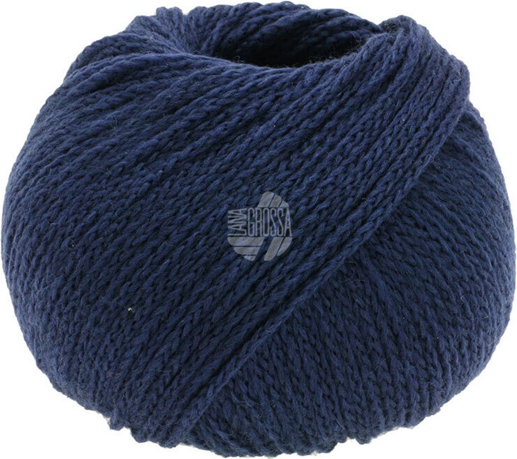 A ball of dark blue yarn.