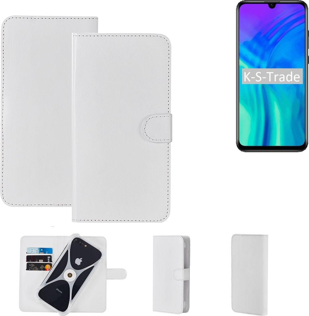 K-S-Trade Handy Hülle Schutz Hülle kompatibel mit Huawei Honor 20 Lite Cover Case Bookstyle Bumper weiß 1x