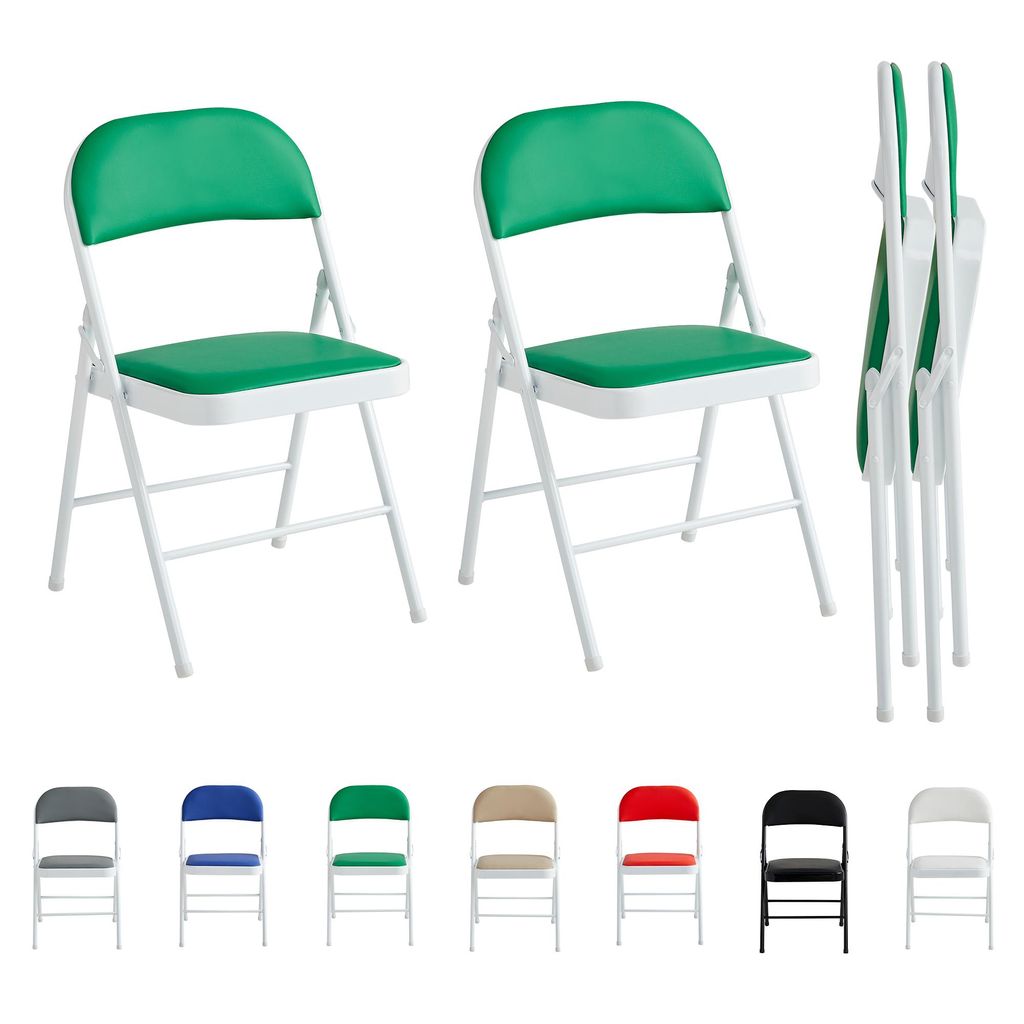 mcc direct 2er Set Klappstühle Kunstleder Klappstuhl mit Metallrahmen und gepolstertem Sitz, einfach zu falten und zu verstauen für Zuhause & Büro