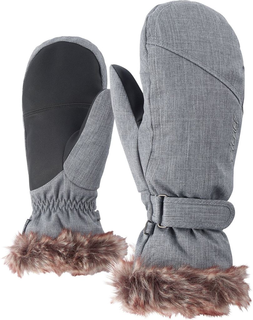Ziener Damen Skihandschuhe Fäustlinge Handschuhe Kem Lady Glove, Farbe:Grau, Artikel:-752 grey melange, Größe:6