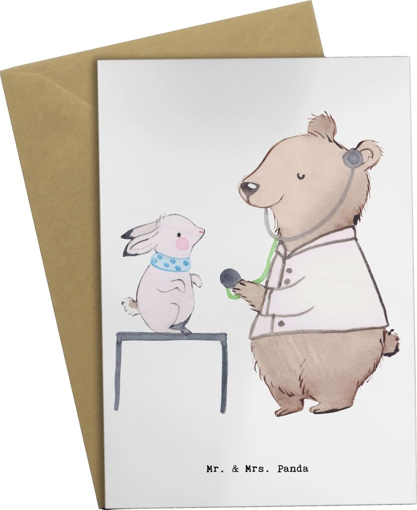 Mr. & Mrs. Panda Klappkarte Tierarzt Herz - Weiß - Geschenk, osterkarten, einladungskarten, neujahrskarte, weihnachtskarten, genesungskarte, Glüc...