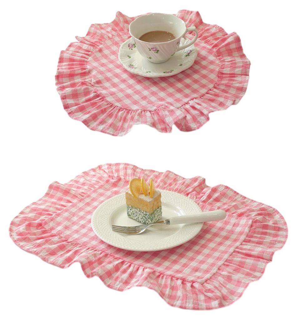 1/2 Stück Küchen-Platzsets, quadratisch, rund, aus gewaschener Baumwolle mit gefalteten Kanten, hitzebeständig, für Esszimmer, Küche, Partys