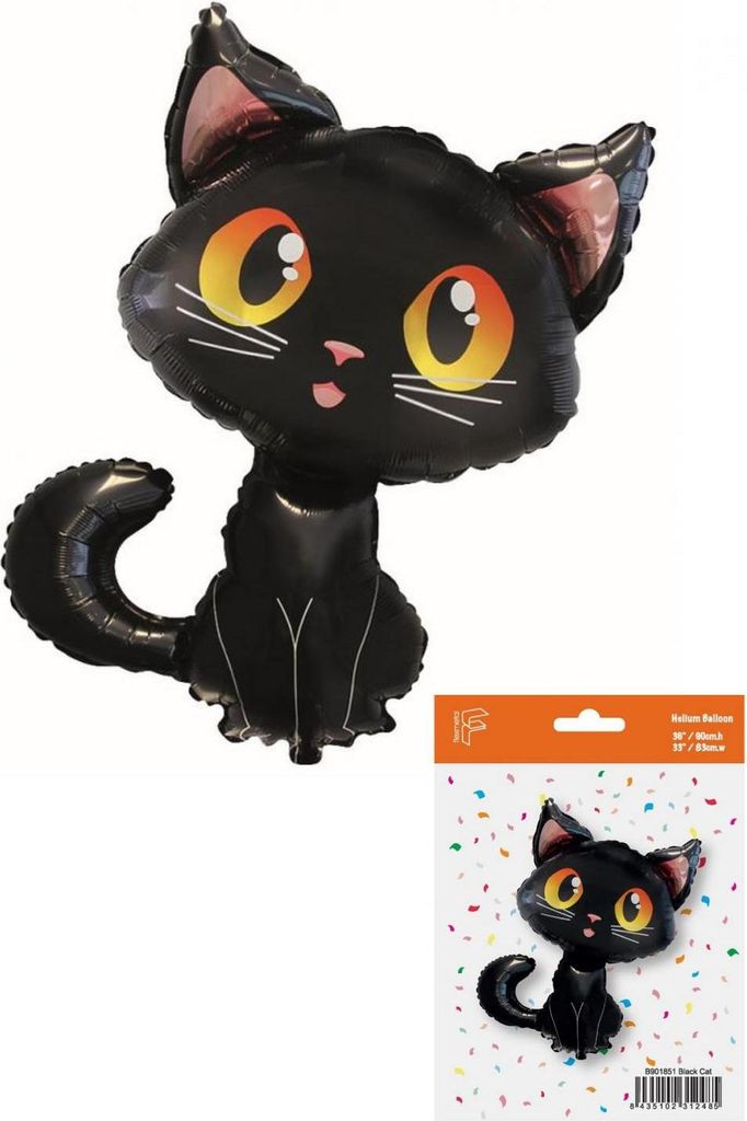 Folienballon, Schwarze Katze, 90cm