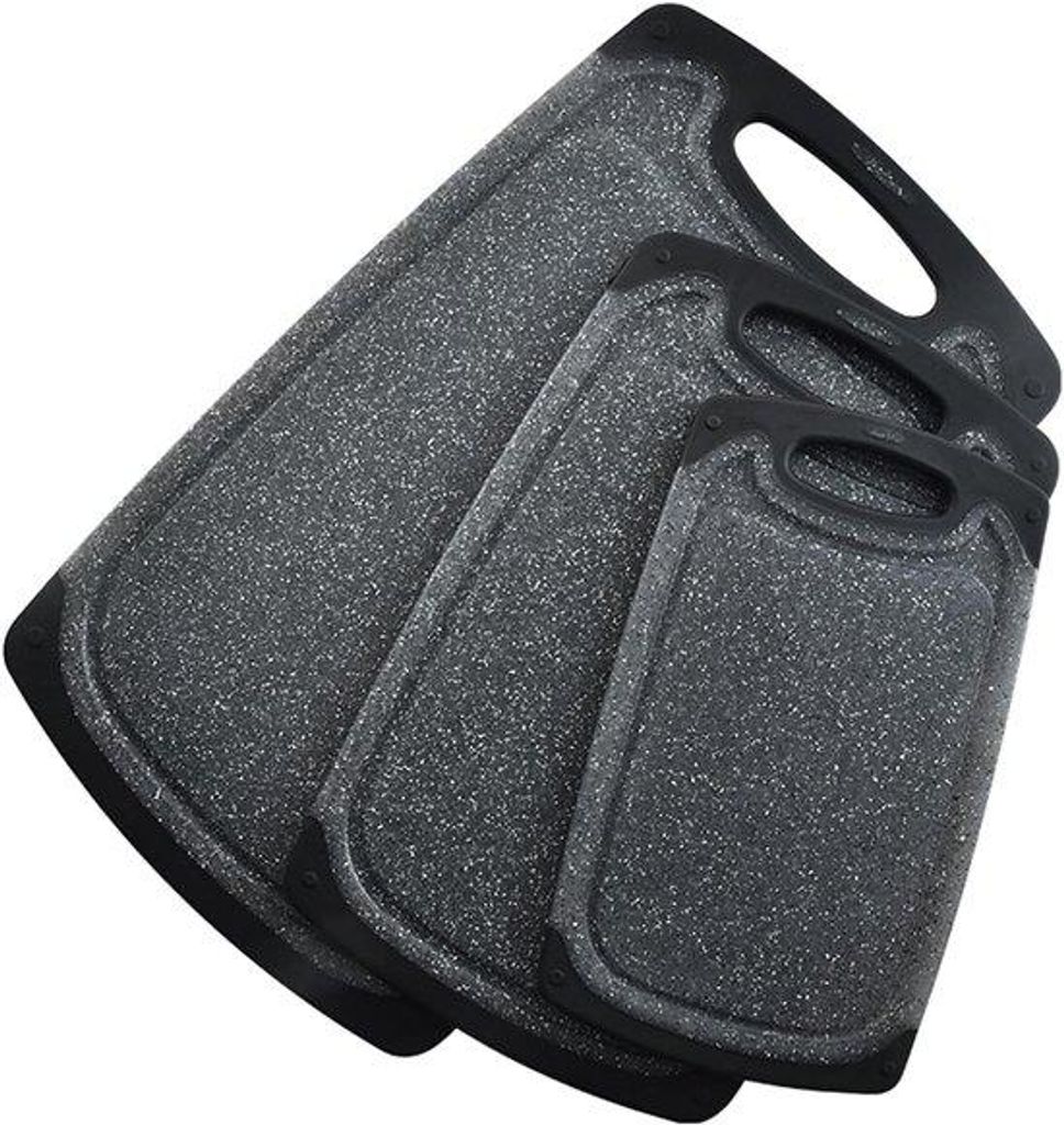 Kunststof-Snijplanken-Set - 3-teilig - mit Anti-Slip-Fuß, Saugfunktion - Handgriffen mit gutem Grip - Spülmaschinenfestes Küchenaccessoire - 25*...
