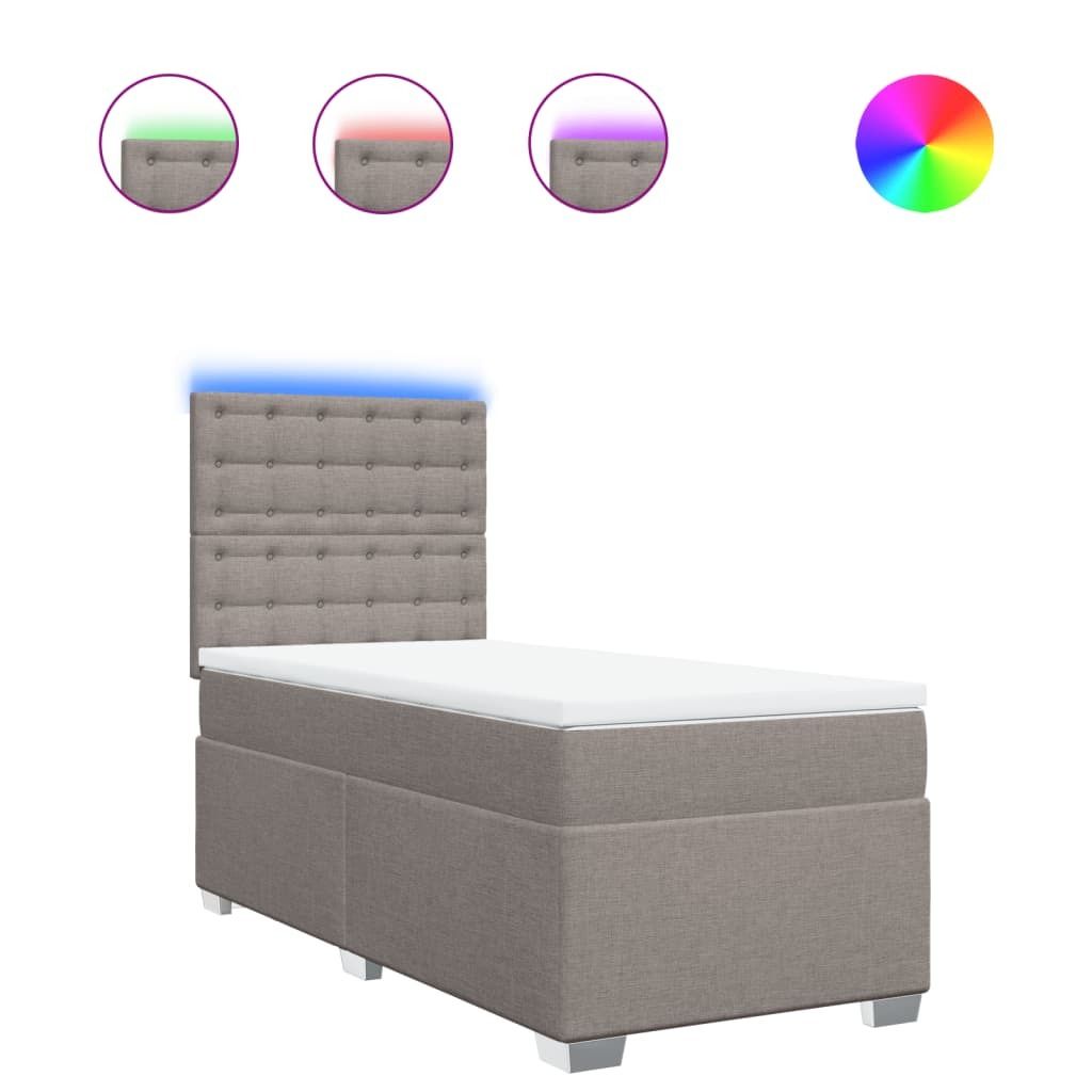 vidaXL Boxspringbett mit Matratze Taupe 90x190 cm Stoff