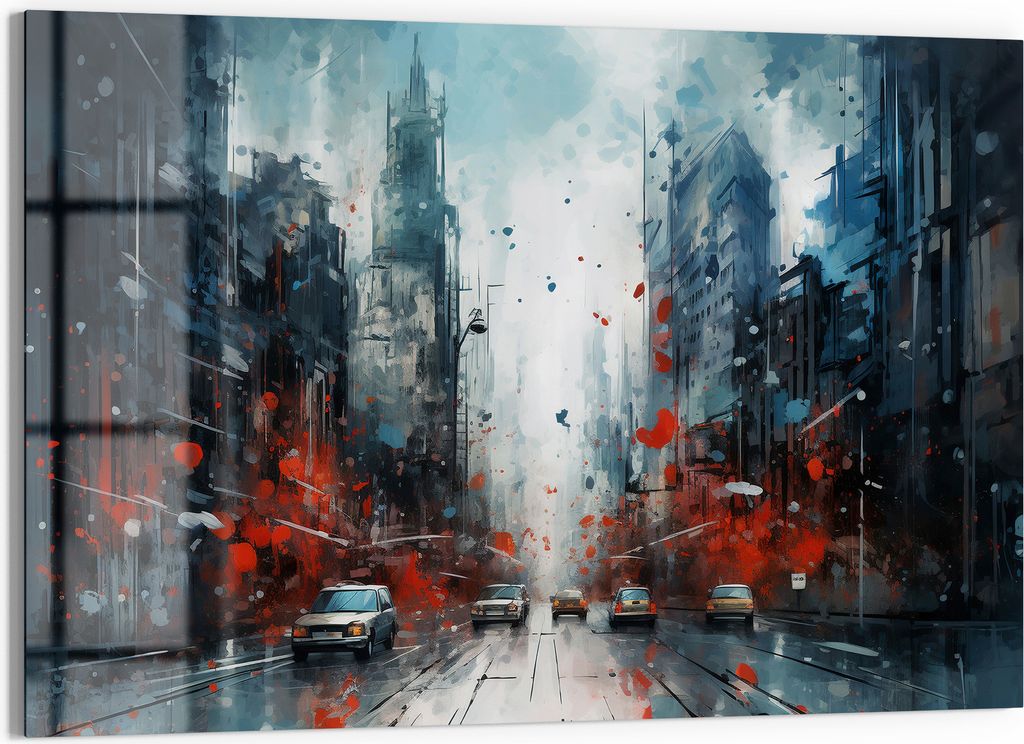DEQORI Magnettafel Glas 60x40 cm 'Städtische Impression' beschreibbar Whiteboard Küche