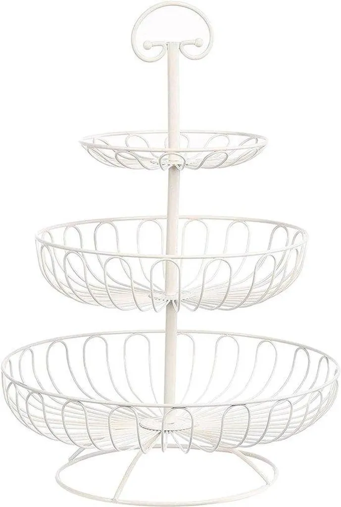 Panier de cuisine blanc 46 cm pour conservation fruits avec anse mobile