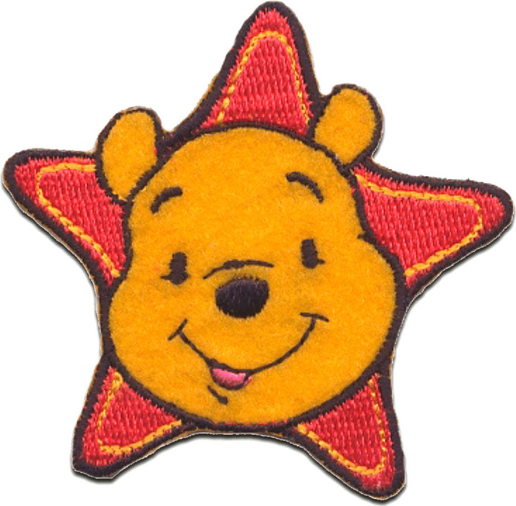 Disney Winnie Puuh Stern - Aufnäher, Bügelbild, Aufbügler, Applikationen, Patches, Flicken, Zum Aufbügeln, Größe: 6,2 x 6,2 cm