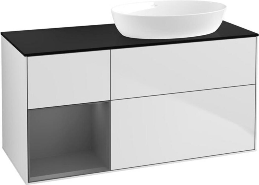 V&B Waschtischunterschrank Finion 120cm, Pl b m, Rg A m Lac, wh. m Lac