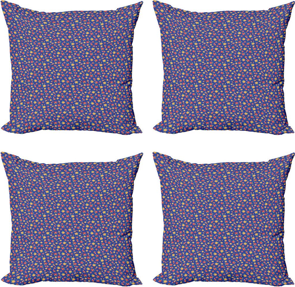 ABAKUHAUS Hula Mädchen Kissenbezug Set (4 Stück), Hibiscus Flowers Dancer, Moderner Doppelseitiger Digitaldruck, 45 cm x 45 cm, Royal Blue Multic...