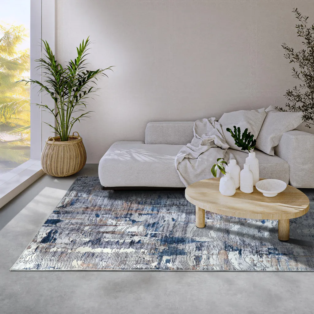 Tapis facile d'entretien Malard ELLE Decoration Bleu Beige résistant