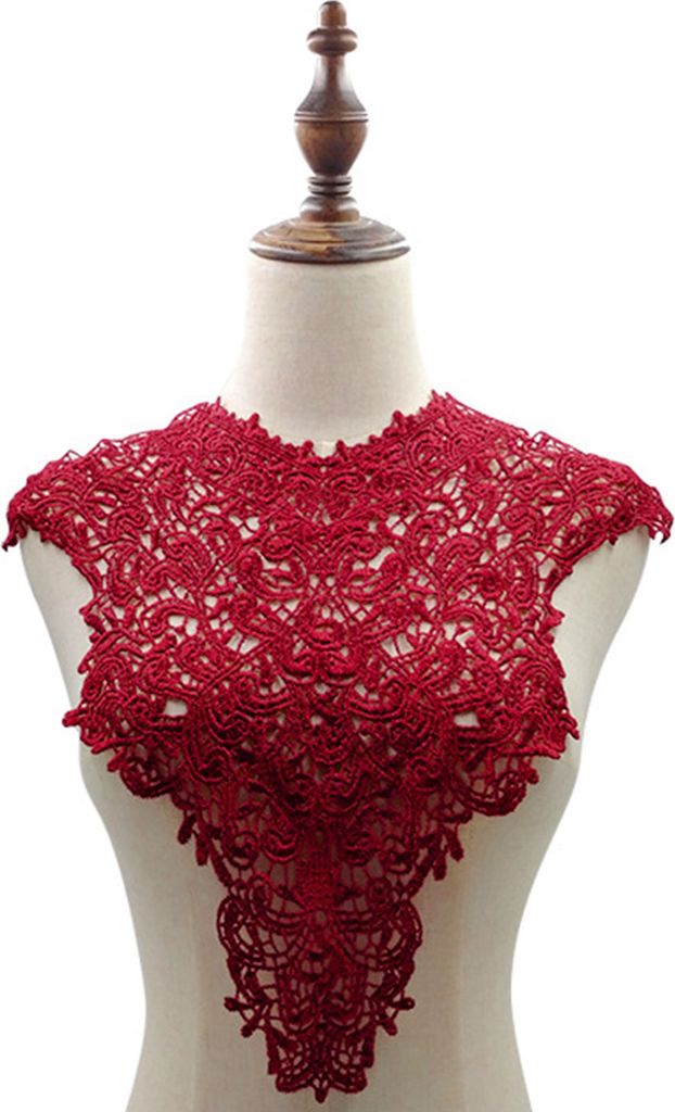 Spitze gefälschter Kragen bestickter Corsage Hollow Design große Blumen abtrennbare Vorder- / Rückenkragen Spitzenapplikation Weiblicher Charme ...