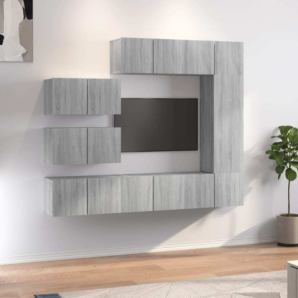 Maison Exclusive - 8-tlg. TV-Schrank-Set Grau Sonoma Holzwerkstoff