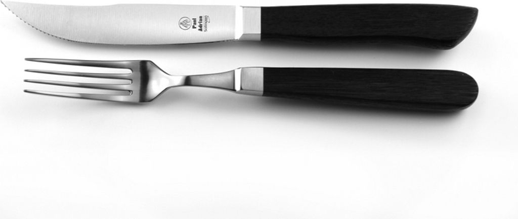 Paul Adrian Solingen Steakbesteck 12tlg. Steak Messer Gabel Set Mooreiche