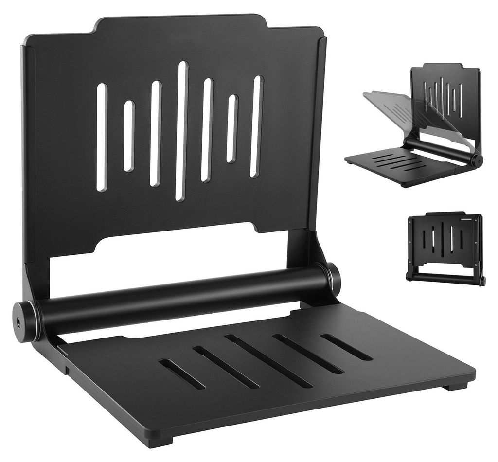 Duschsitz - Zur Wandmontage - Klappbar - Mit Rückenlehne - Belastbar 180 kg - Sitzfläche 49,6 x 41,7 cm - Für Senioren & Erwachsene