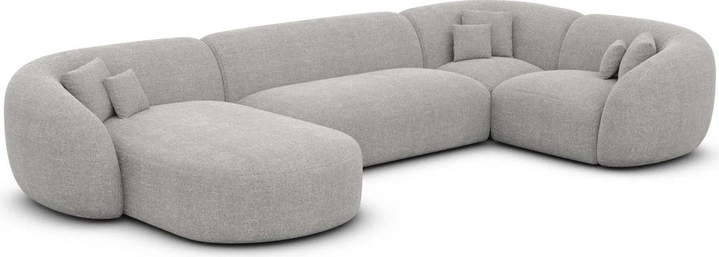 Strukturstoff U-Form XL Wohnlandschaft Gaia Hellgrau Links