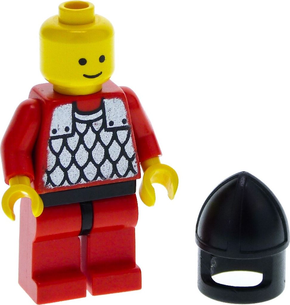1x Lego Minifigur Ritter Black Knights rot Kettenhemd Helm Produktbild 