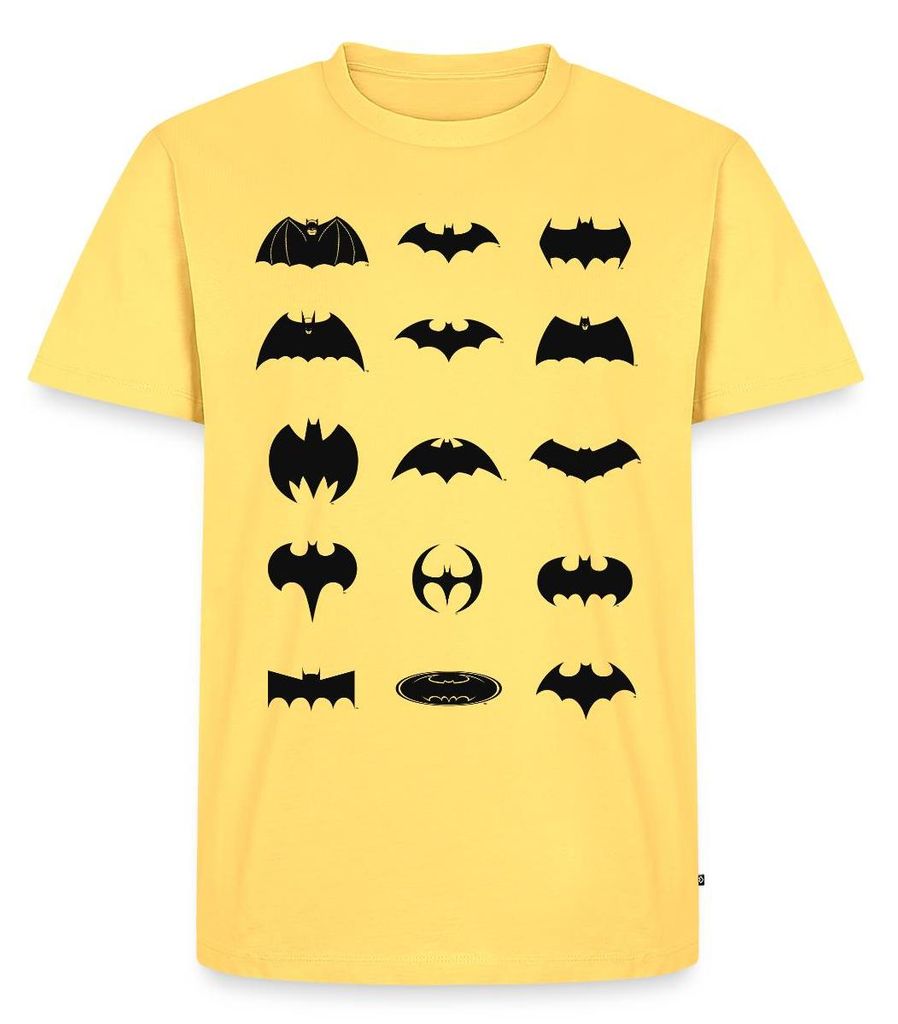 Spreadshirt DC Comics Batman Logos Entwicklung Männer Premium T-Shirt, L, Pastellgelb