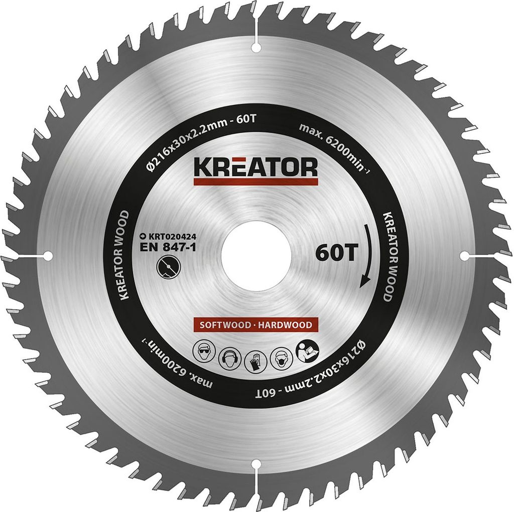 Kreator 216x30x2.2 Mm 60t Kreissägeblatt Für Holz    One Produktbild 