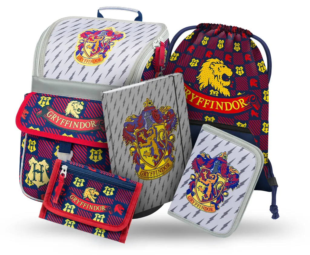 BAAGL Zippy Harry Potter Grifondoro set di cartelle 5 pezzi: cartella, portamatite, borsa da palestra, porta pranzo, portafoglio