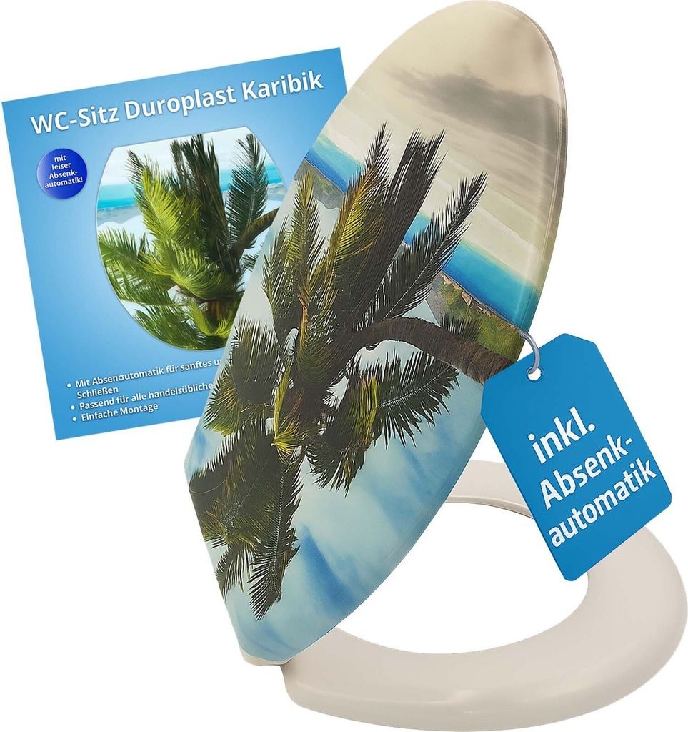 WC Sitz mit Absenkautomatik, Toilettendeckel mit Motiv | Klobrille mit Softclose | Toilettensitz inkl. Befestigung | Universal Klodeckel, Variante:...