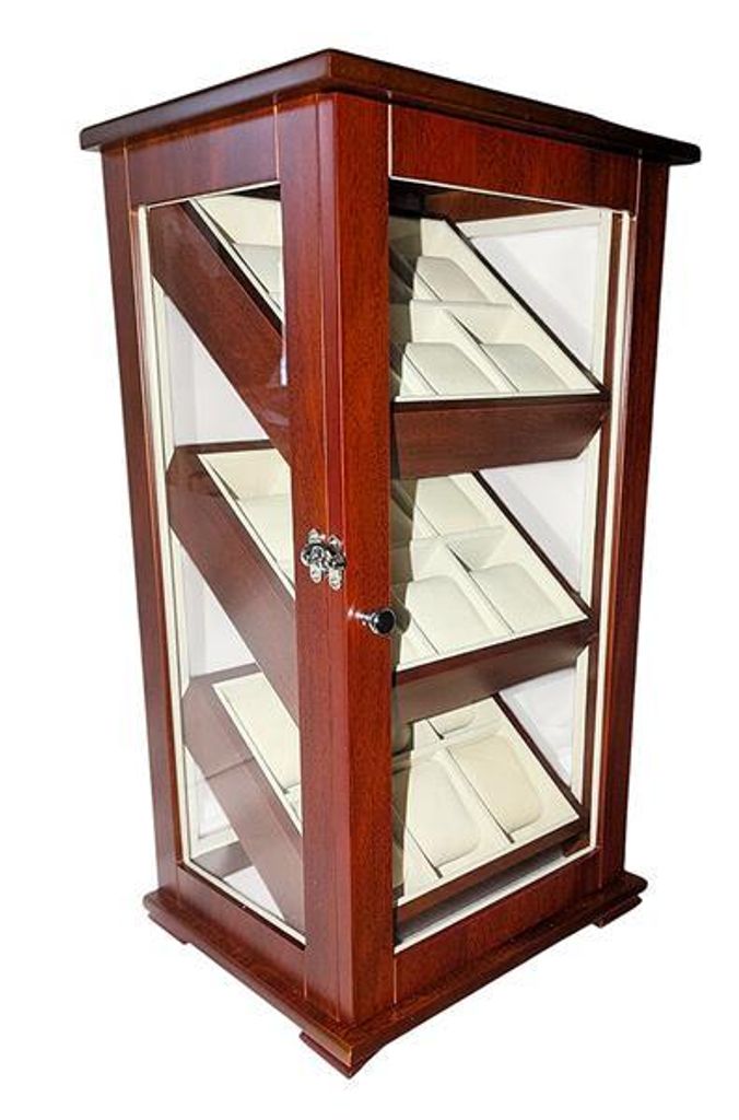 Uhrenvitrine Uhrenbox für 18 Armbanduhren Standvitrine Schaukasten SW-2010 M