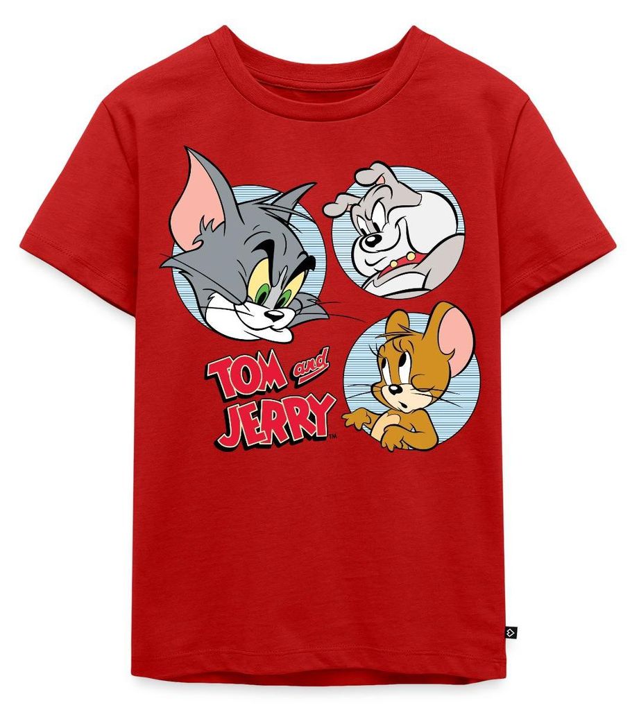 Spreadshirt Tom Und Jerry Spike, Tom und Jerry Kacheln Kinder Premium T-Shirt, 98/104 (2 Jahre), Rot