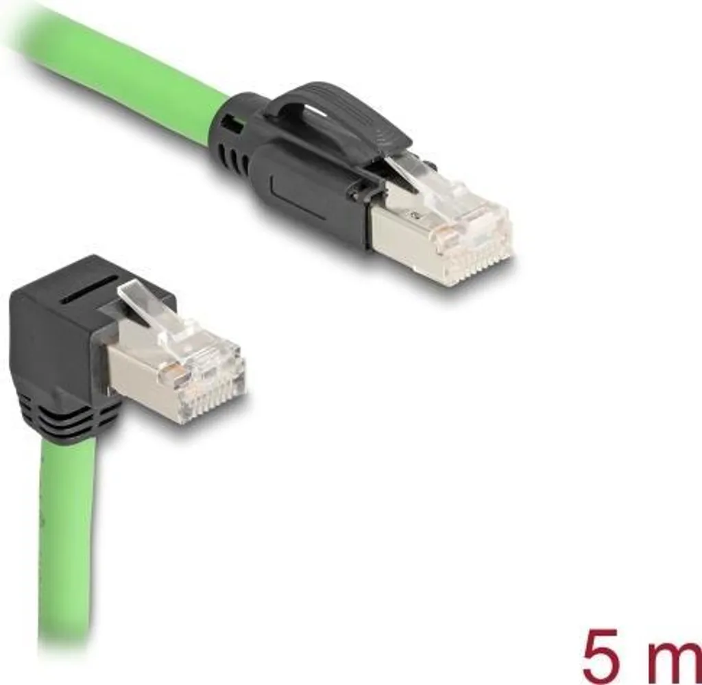 Câble réseau 5m pour espace restreint RJ45 coudé CAT 6a SF/UTP vert