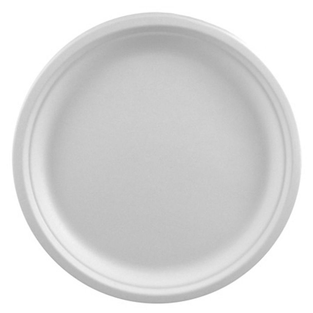 Papstar 81326, Teller, Rund, Zuckerrohr, Weiß, Einfarbig, Produktbild 