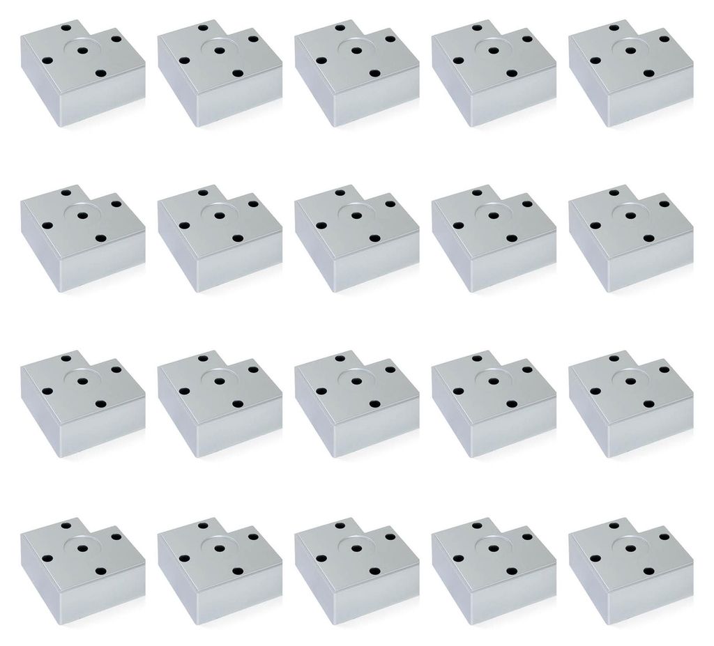 Emuca Lot von 20 Möbelfüße Alumix 7, Höhe 30mm, Kunststoff, Silbergrau