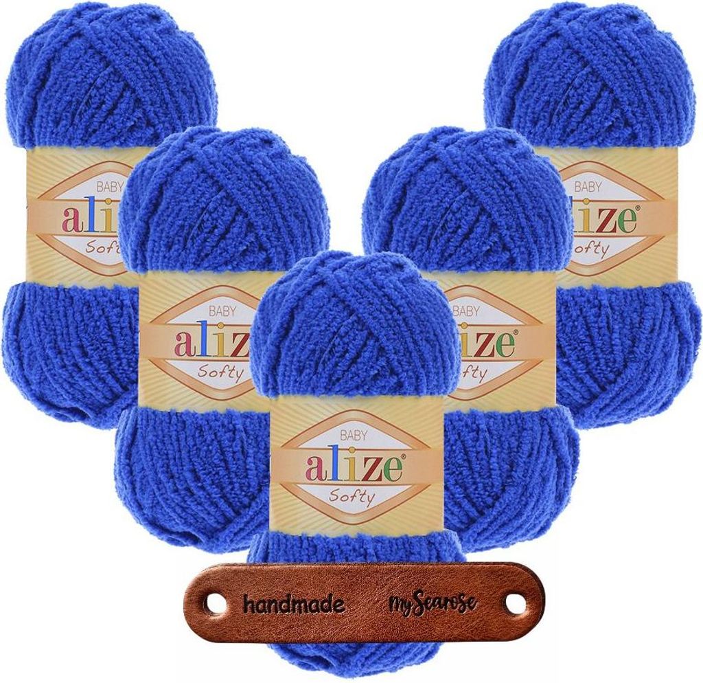 5 x ALIZE Softy 141 Royal Blue mit Label Produktbild 