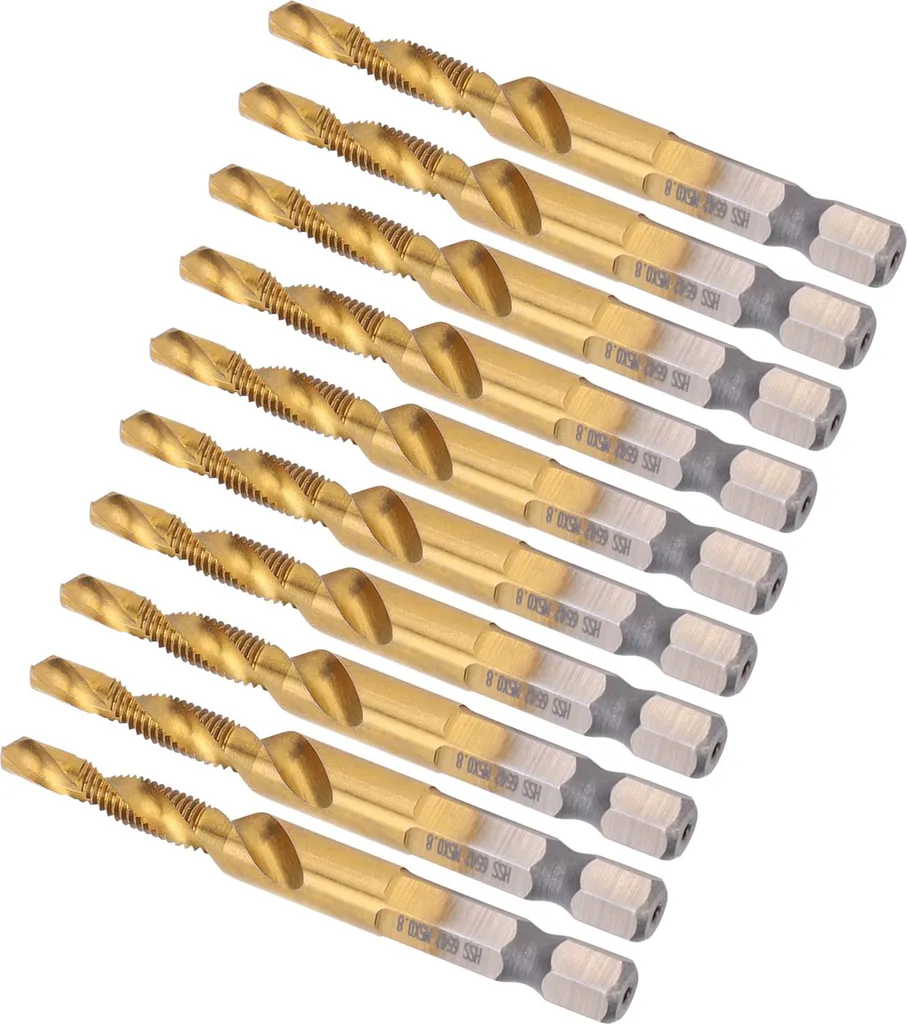 Taraud M5 HSS anti-casse lot de 10 avec tige hexagonale revêtement Ti
