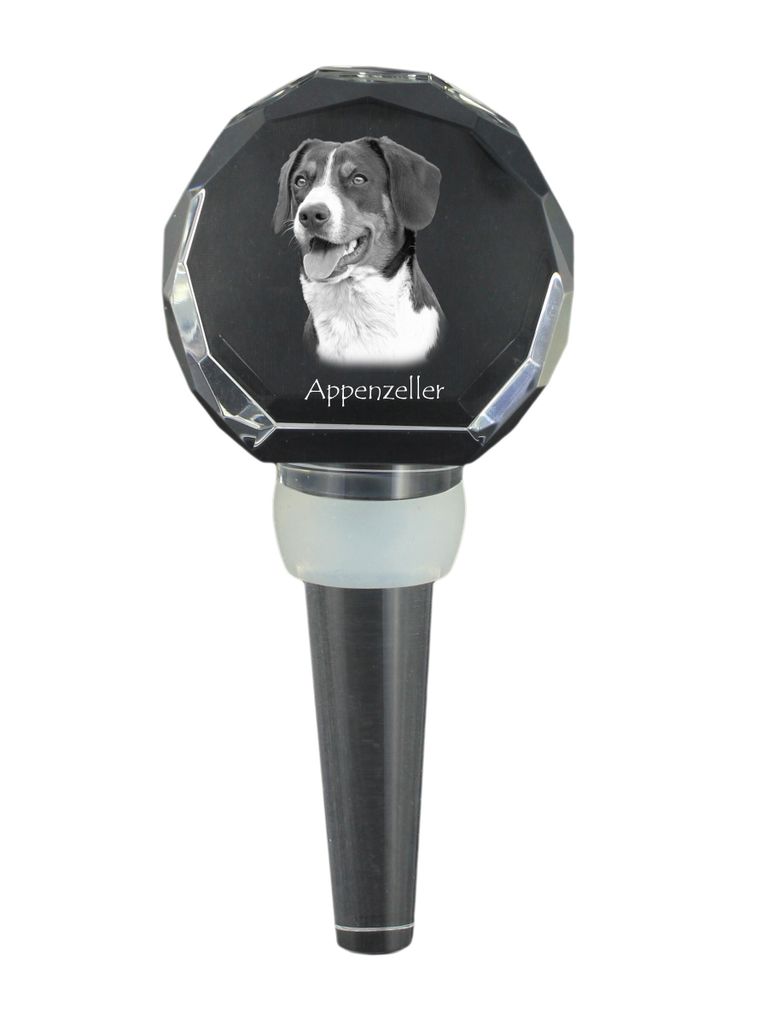 Appenzeller Sennenhund, Appenzellerhund - Kristallflaschenverschluss, einzigartiger Weinverschluss mit Foto, personalisiertes Geschenk für Sommeli...