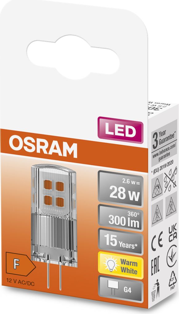 OSRAM LED pen 2.6W G4 300lm 12V 2.700K clair Image du produit 