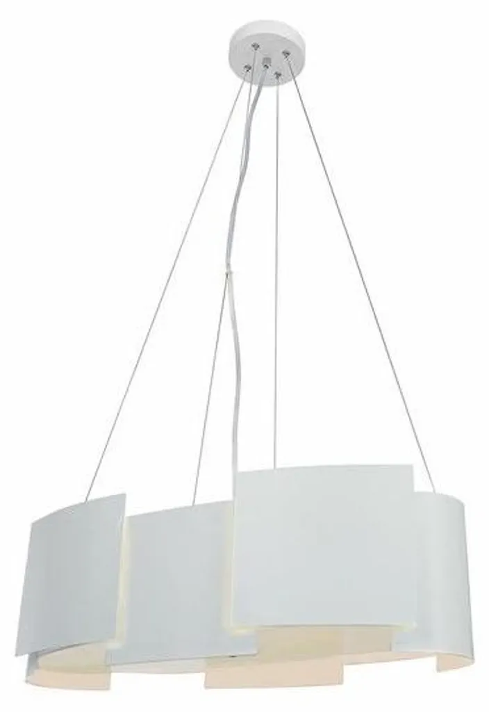 Grand lustre suspension barre blanche Swanson en métal 4 lampes E14
