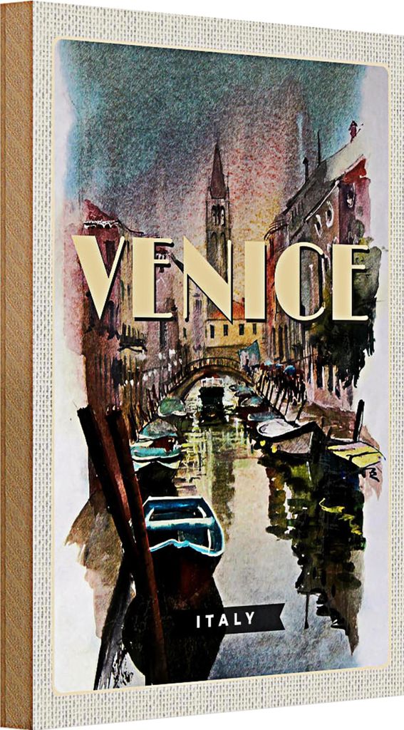 Holzschild Reise 20x30cm Venice Italy malerisches Bild