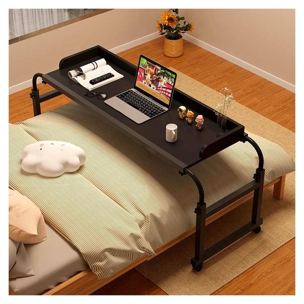 Beistelltisch, mobiler höhenverstellbarer Tisch, 140 x 40 cm, mit 4 Rollen, geeignet für Zuhause und Krankenhaus