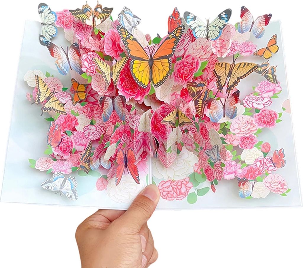 Pop-up Geburtstagskarten 3D Schmetterling Blumen,Karte Geburtstag,Pop-Up-Karte Schmetterlinge,3D-Schmetterlingskarten für Ehefrau,Freundin und Mut...