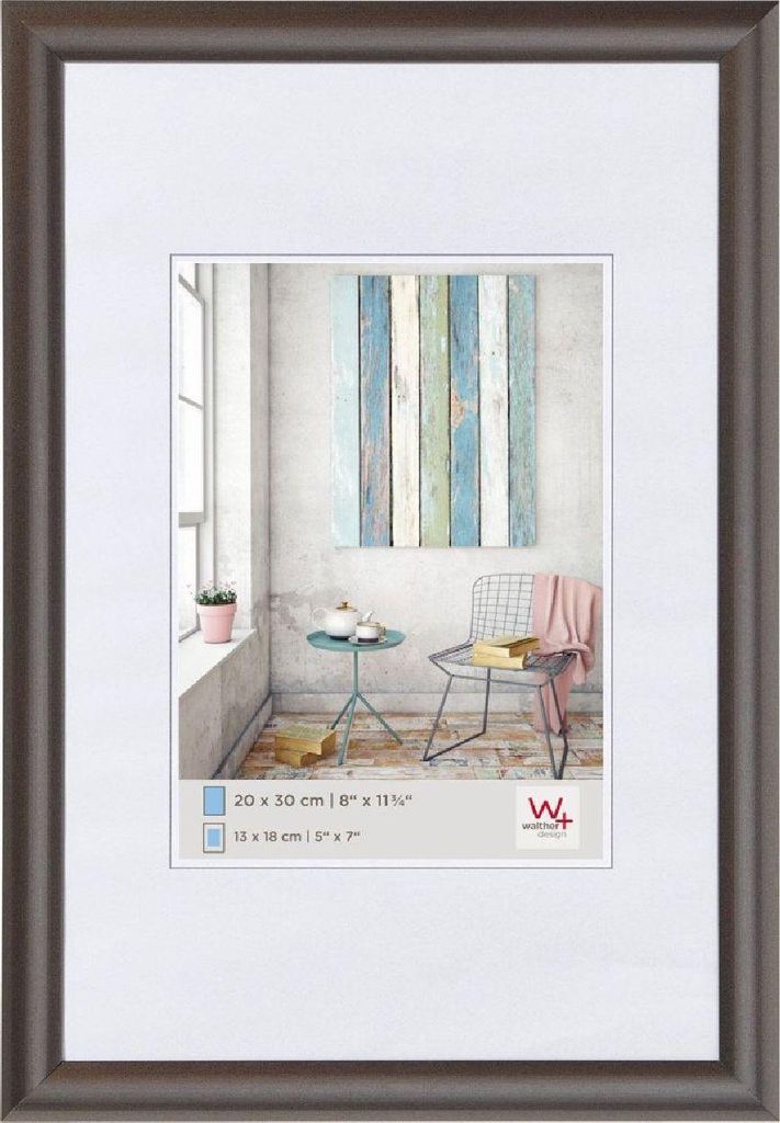 walther design Trendstyle Kunststoff Bilderrahmen 13x18 cm STAHL KP318D