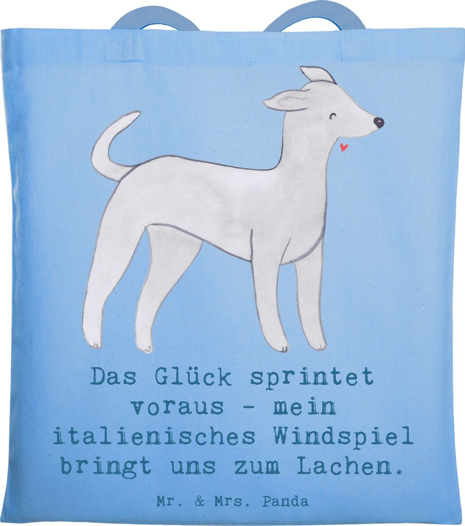 Mr. & Mrs. Panda einkaufsshopper Italienisches Windspiel Glück - Sky Blue - Geschenk, Liebe, Einkaufstasche, italienischer Hund, Tragetasche, Hund...