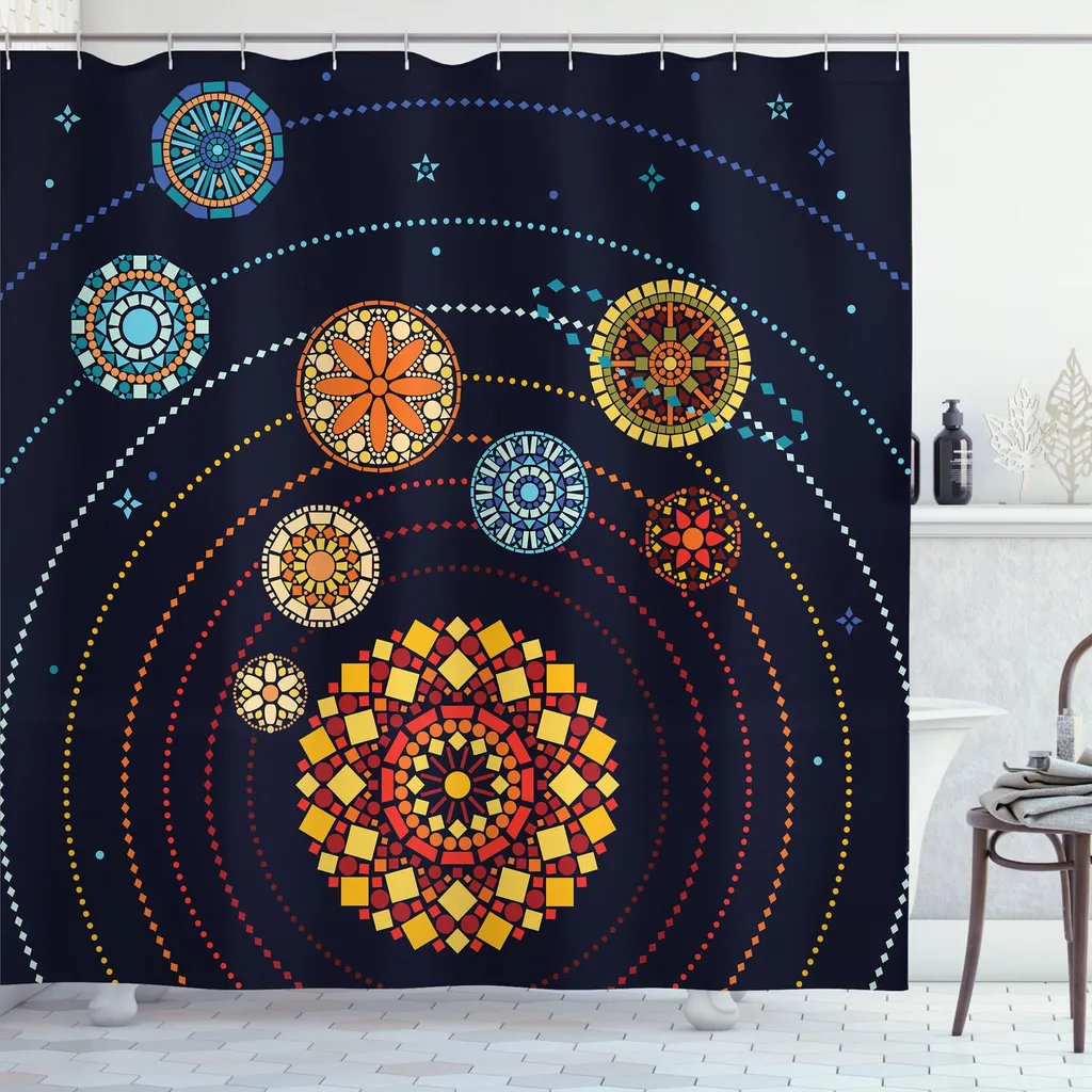 ABAKUHAUS Galaxy Mandala: Tenda Doccia Extra Lunga 220cm Antimuffa