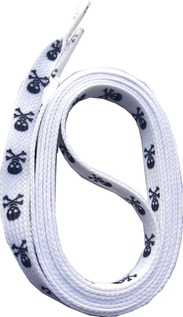 SNORS bedruckte Schnürsenkel flach - TOTENKOPF WEISS - 10mm - 140cm