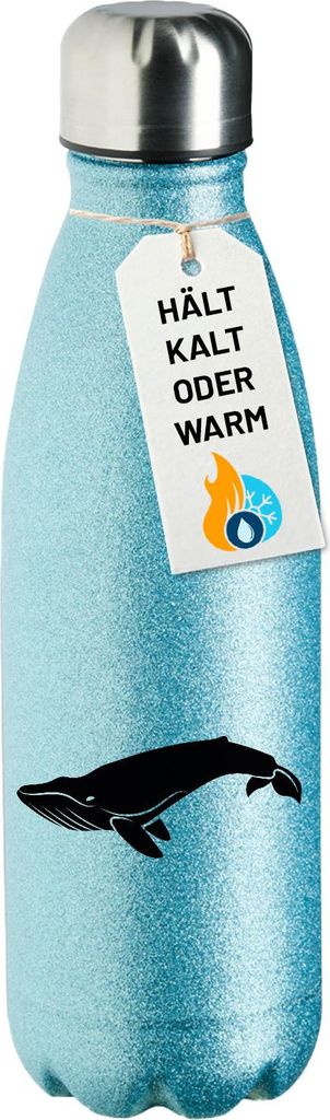 Huuraa Trinkflasche Wal Silhouette 500ml Blue Edelstahl Wasserflasche Trinkflasche Geschenkidee