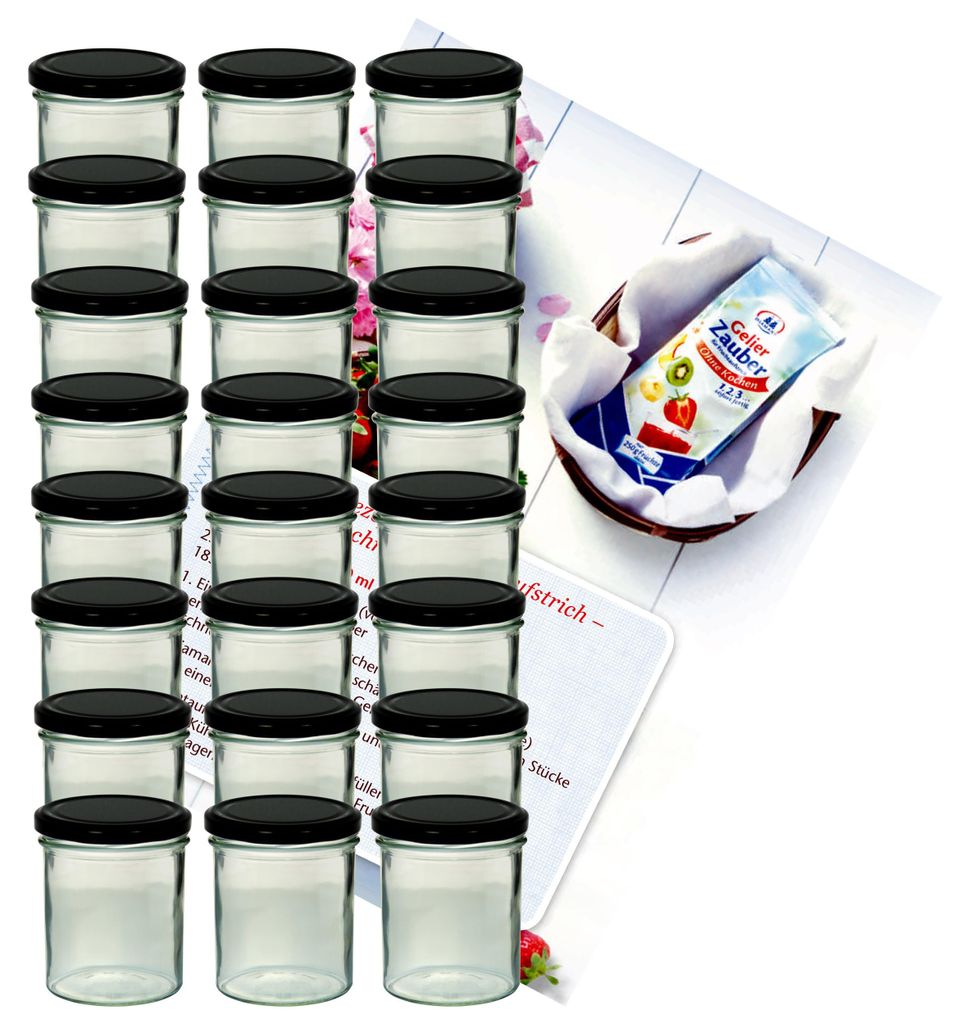zestaw 24 kubków na dżem o pojemności 350 ml z czarną Zdjęcie produktu 