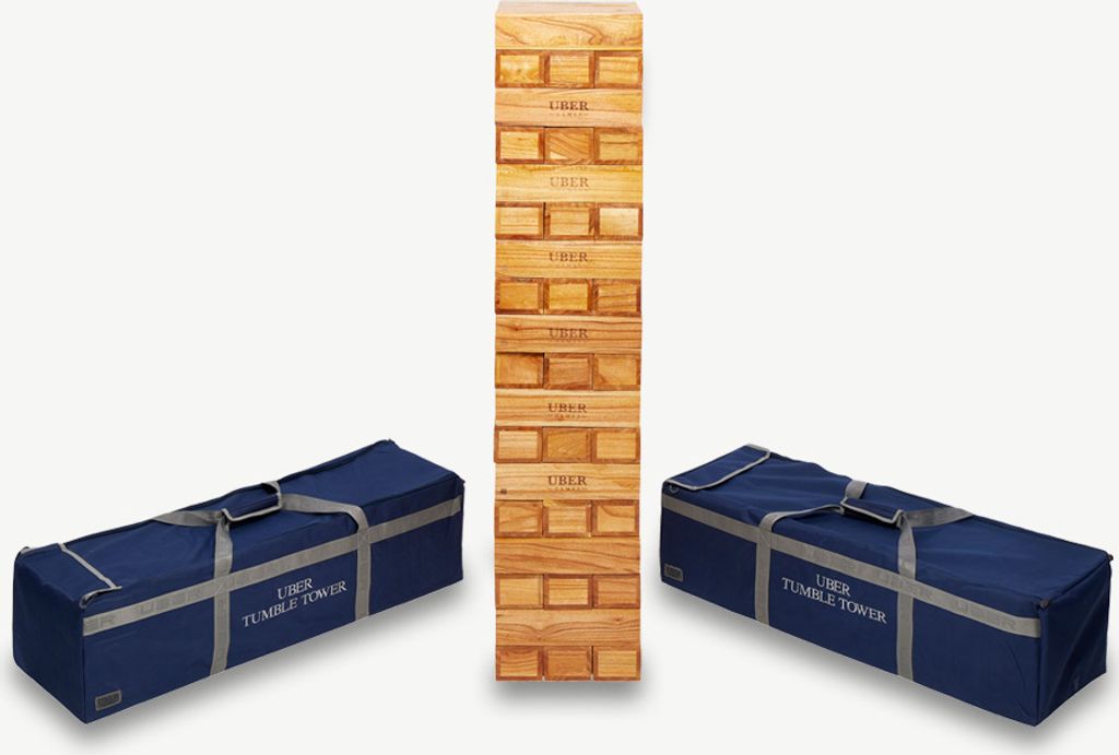 Ubergames - Stapelturm aus Hartholz - Lackiert - 55 kg - Bis zu 250+ cm hoch - Hergestellt in Indien - In n Tragetaschen