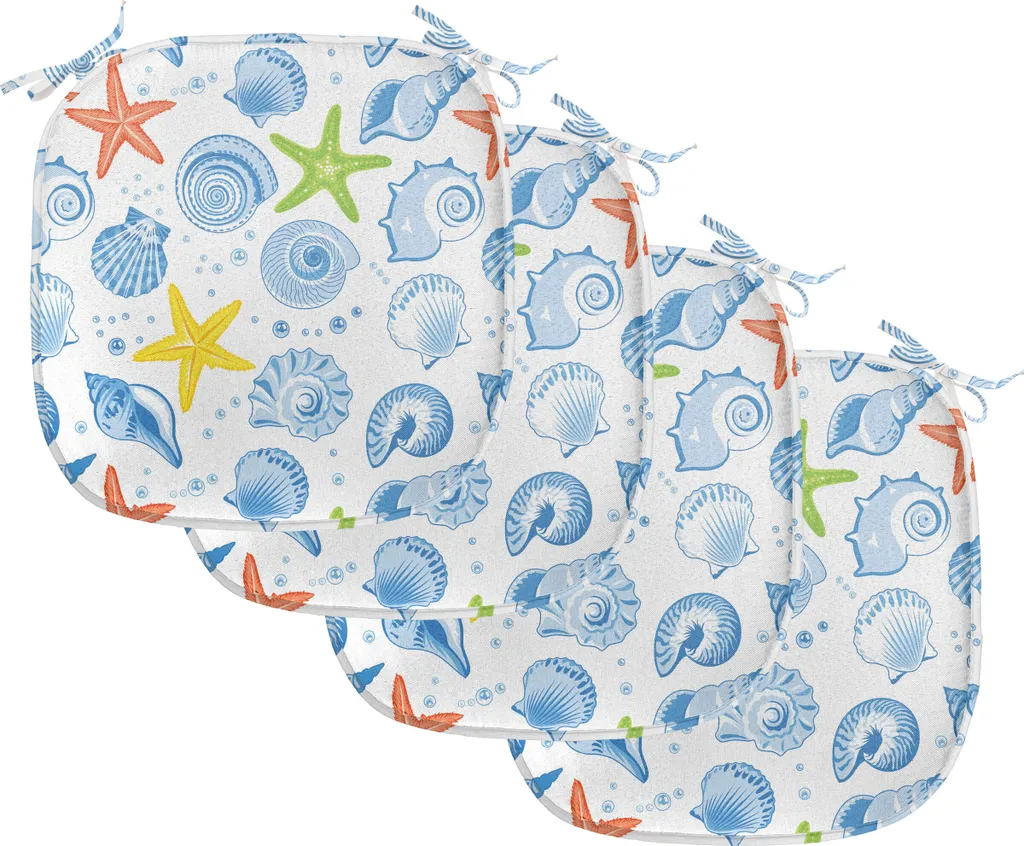 Coussin de Chaise pour Salle à Manger Thème Océan Lot de 4 Galettes